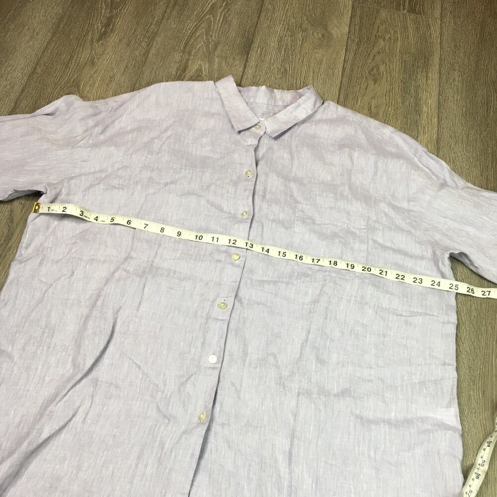 J. Jill Love Linen Button Down Shirt Lavender Long Sleeve 100% Linen Womens XL - Picture 8 of 10